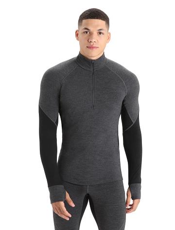 Icebreaker BodyfitZone™ Merino 260 Zone Long Sleeve Half Zip Thermal Top Férfi Base Layers Fekete | HU 1349LISH